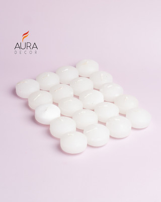 AuraDecor Nugget Floating ( Burning Time 5 Hours ) Candle(White, Pack of 20)