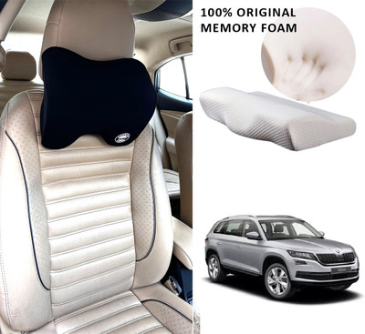 Oshotto Black Memory Foam Car Pillow Cushion for Skoda(Rectangular, Pack of 1)