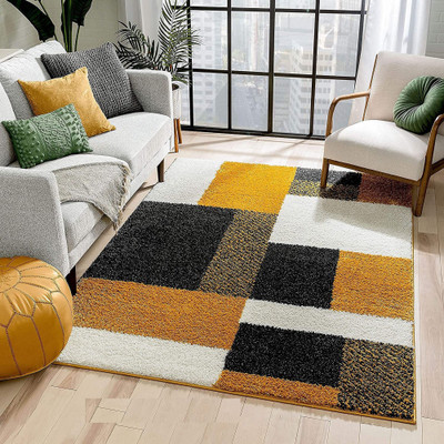 Shag Weaving Multicolor Polyester Carpet(3 ft,  X 5 ft, Rectangle)