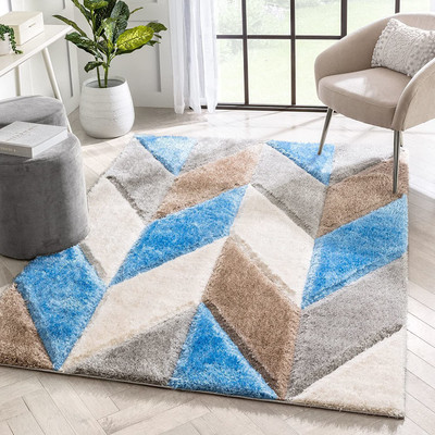 Shag Weaving Multicolor Polyester Carpet(4 ft,  X 6 ft, Rectangle)