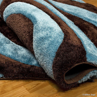 Acarpet Light Blue, Brown Polyester Carpet(4 ft,  X 4 ft, Square)