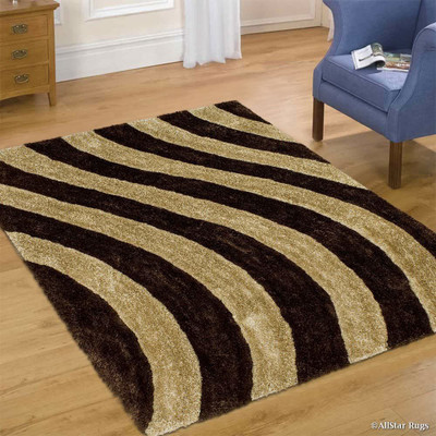 AyanCarpets Brown, Beige Polyester Carpet(6 ft,  X 9 ft, Rectangle)