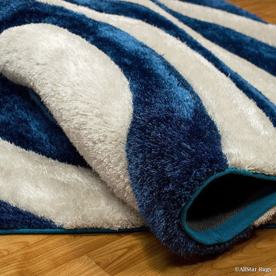 Acarpet Blue Polyester Carpet(5 ft,  X 7 ft, Rectangle)