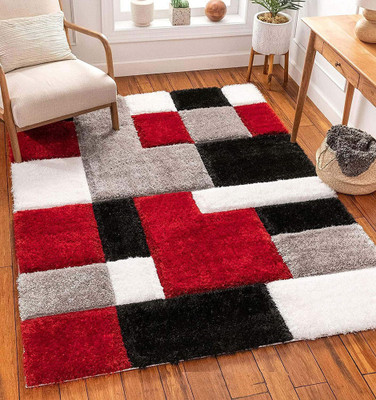 Acarpet Red Polyester Carpet(4 ft,  X 6 ft, Rectangle)