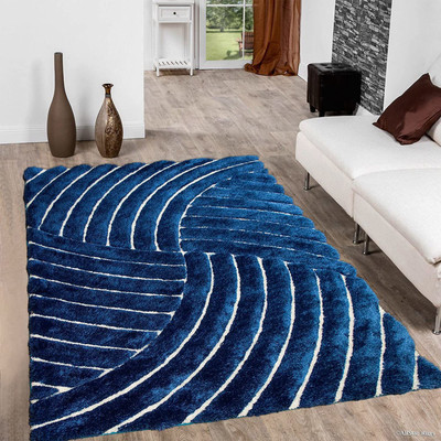 Acarpet Blue Polyester Carpet(3 ft,  X 6 ft, Rectangle)