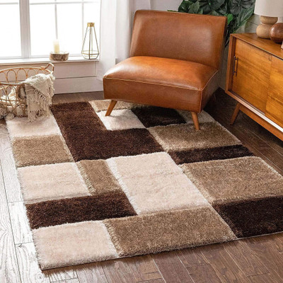 Shag Weaving Multicolor Polyester Carpet(3 ft,  X 5 ft, Rectangle)