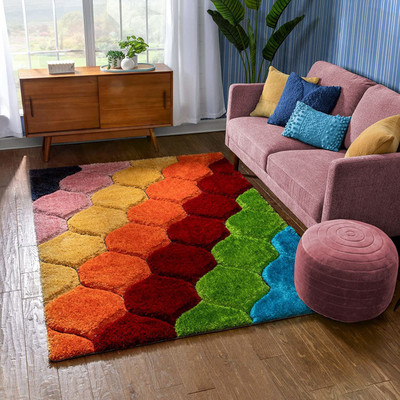 BhCarpet Multicolor Polyester Carpet(3 ft,  X 5 ft, Rectangle)