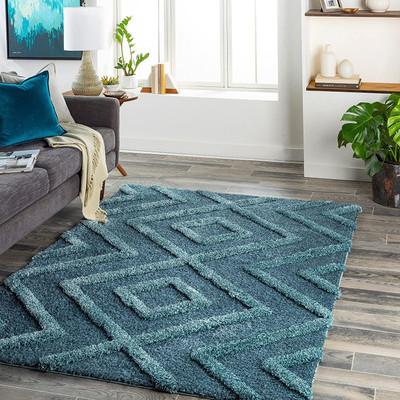 Acarpet Blue Polyester Carpet(3 ft,  X 5 ft, Rectangle)