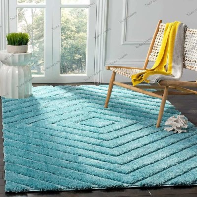 AyanCarpets Light Blue Polyester Carpet(6 ft,  X 9 ft, Rectangle)