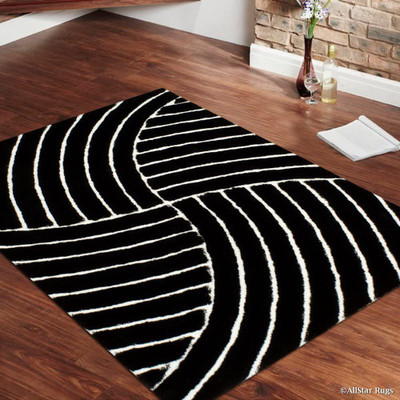 AfCarpets Black Polyester Carpet(6 ft,  X 8 ft, Rectangle)