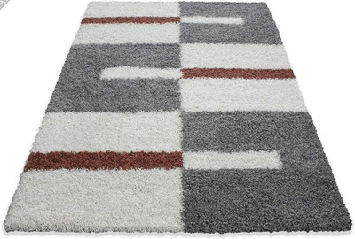 ATM Grey, White Polyester Carpet(3 ft,  X 5 ft, Rectangle)