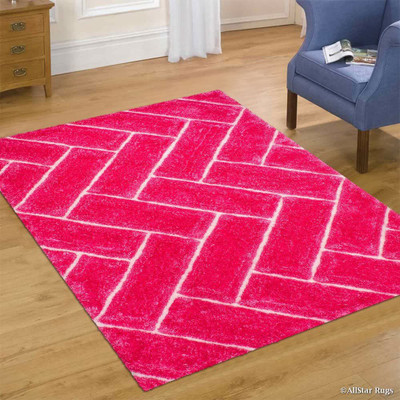 Acarpet Pink Polyester Carpet(4 ft,  X 6 ft, Rectangle)