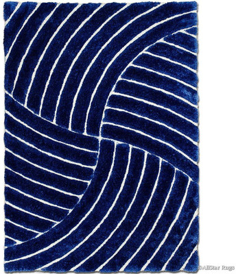 Acarpet Blue Polyester Carpet(6 ft,  X 8 ft, Rectangle)