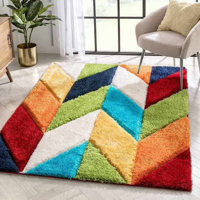 BhCarpet Multicolor Polyester Carpet(3 ft,  X 5 ft, Rectangle)