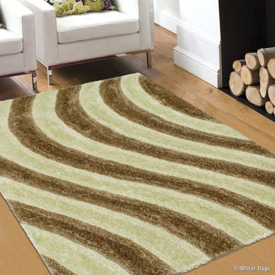 Shag Weaving Gold Polyester Carpet(4 ft,  X 6 ft, Rectangle)