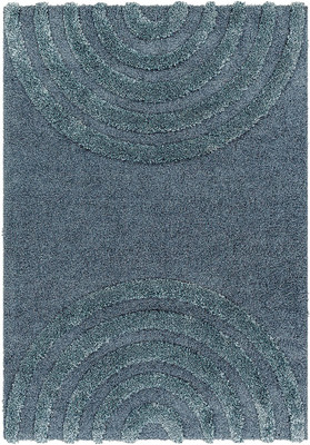 Acarpet Blue, Grey Polyester Carpet(5 ft,  X 7 ft, Rectangle)