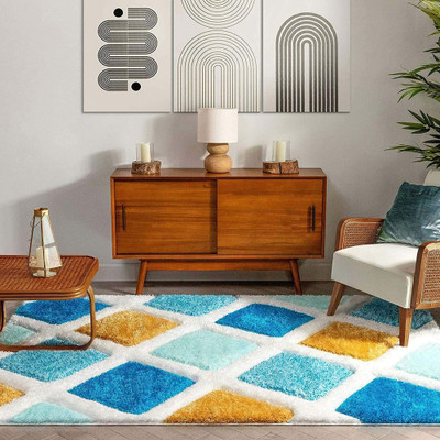 Acarpet Light Blue Polyester Carpet(6 ft,  X 9 ft, Rectangle)