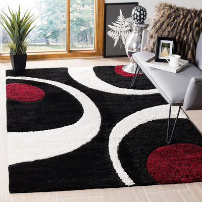 Shag Weaving Multicolor Polyester Carpet(3 ft,  X 5 ft, Rectangle)