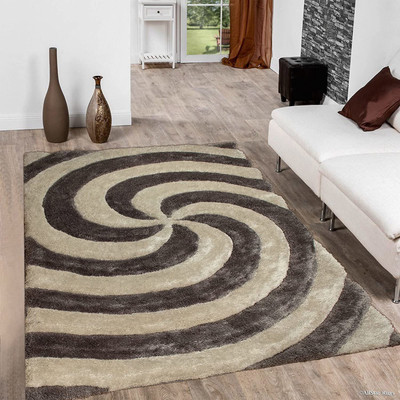 Shag Weaving Brown Polyester Carpet(3 ft,  X 5 ft, Rectangle)