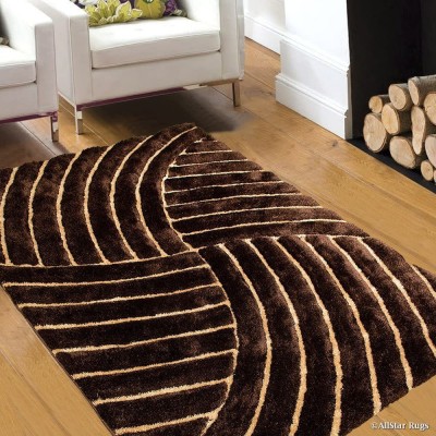 Shag Weaving Brown Polyester Carpet(5 ft,  X 5 ft, Square)