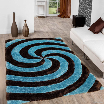 Acarpet Light Blue Polyester Carpet(6 ft,  X 8 ft, Rectangle)