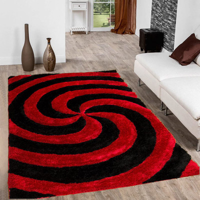 Shag Weaving Red Polyester Carpet(4 ft,  X 6 ft, Rectangle)