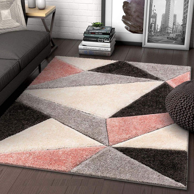 Shag Weaving Multicolor Polyester Carpet(4 ft,  X 6 ft, Rectangle)