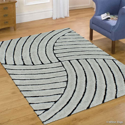 Acarpet Silver Polyester Carpet(5 ft,  X 7 ft, Rectangle)