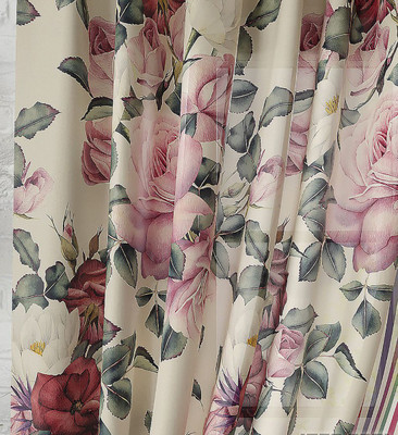 7 Star 154 cm (5 ft) Window Polyester Room Darkening Curtain (Pack Of 2)(Cream, Floral)