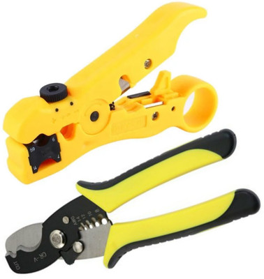 ADAWAT Universal Adjustable Coaxial Cable Stripper Wire Cutter Plier Cutter for Round Flat UTP Cat5 Cat6 Coax Wire Cutter Plus cable cutter Wire Cutter