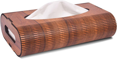 GENIYO 1 Compartments Tissue Paper Holder | Stylish Wooden Tissue Box for Car, Home, Office Desk. Facial Paper Napkin Holder Case with The Pack of 100 Tissue Papers(Brown)