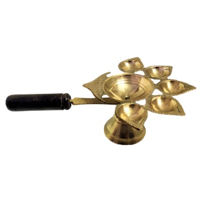 Divine Bazaar Brass Panch Deepak Aarti, panch aarti brass, diya for aarti Brass Table Diya(Height: 2.4 inch)