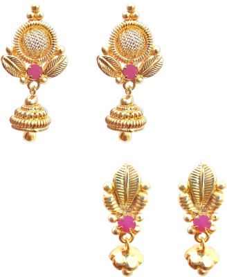 oh wow 1 gram micro gold plated small earing combo pack of 2 Copper Earring Set