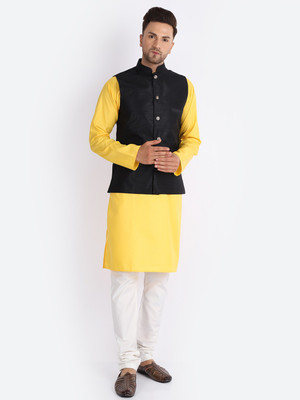 BANHUSSAIN Men Kurta Churidar Ethnic Jacket Set