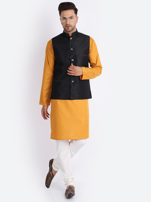 BANHUSSAIN Men Kurta Churidar Ethnic Jacket Set