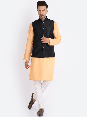 BANHUSSAIN Men Kurta Churidar Ethnic Jacket Set