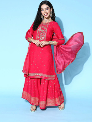 kvsfab Women Kurta Sharara Set
