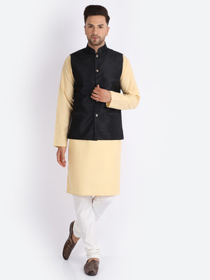 BANHUSSAIN Men Kurta Churidar Ethnic Jacket Set