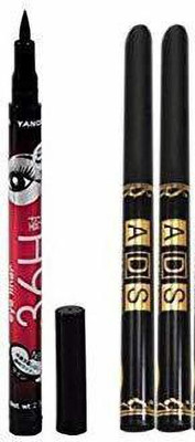 Dhanmann Combo of Long Lasting 36 H Waterproof Sketch Pen Eye liner and 2 Kajal EyeLiner 10 g(Black)