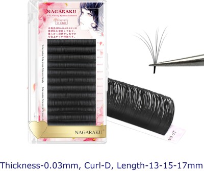 Nagaraku Bloom Eyelash Auto Fans Eyelash 0.03mm Curl D Length 13-15-17mm Volume Lashes(Pack of 1)