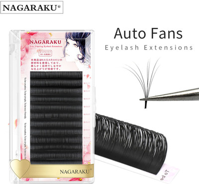 Nagaraku Bloom Eyelash Auto Fans Eyelash 0.03mm Curl D Length 12-14-16mm Volume Lashes(Pack of 1)