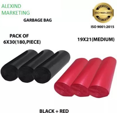 ALEX INDIA MARKETING 19x21 pack of 6x30 (180 piece ) Medium 18 L Garbage Bag (180Bag ) Medium 18 L Garbage Bag  Pack Of 180(180Bag )