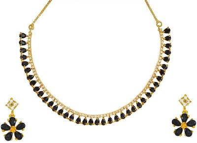 Jewar Mandi Brass Gold-plated Black Jewellery Set(Pack of 1)
