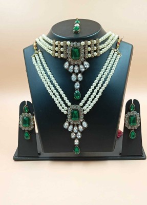 CHARBHUJA Alloy Gold-plated Green Jewellery Set(Pack of 1)