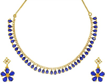 Jewar Mandi Brass Gold-plated Blue, White Jewellery Set(Pack of 1)