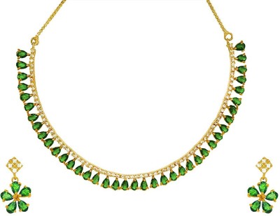 Jewar Mandi Brass Gold-plated Green, Gold Jewellery Set(Pack of 1)
