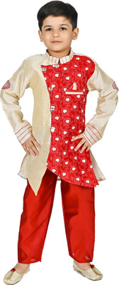 JCT DRESSES Boys Festive & Party Kurta and Pyjama Set(Red Pack of 1)