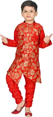 JCT DRESSES Boys Festive & Party Kurta and Dhoti Pant Set(Red Pack of 1)