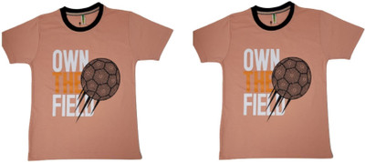 PEJA-10 Boys & Girls Printed Cotton Blend Regular T Shirt(Pink, Pack of 2)