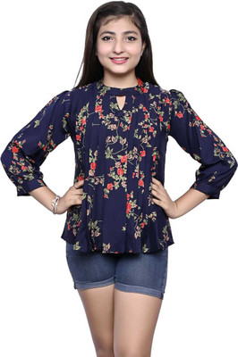 Oyesmarty Casual Printed Women Blue Top
